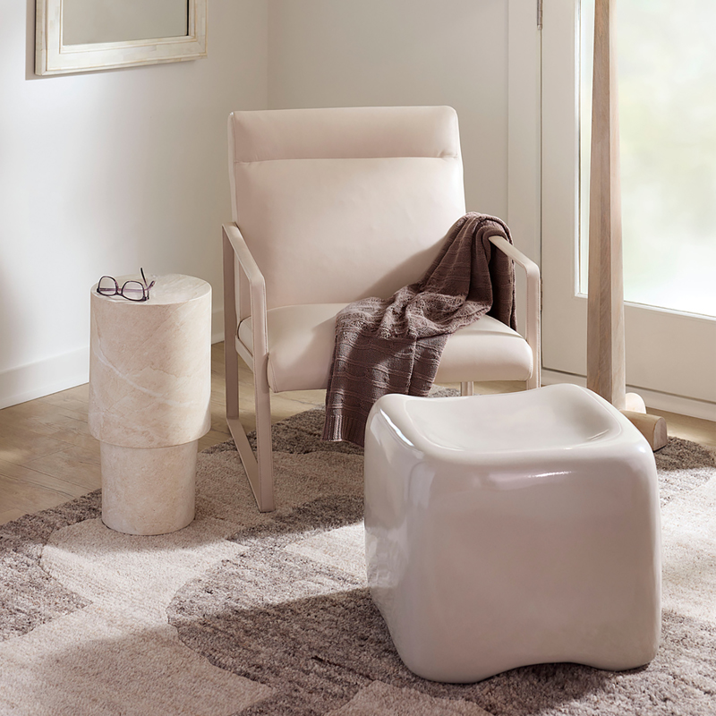 Cushion Glazed Stool in Cream
