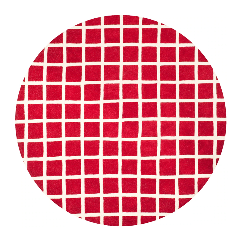Grid Red-Ivory Rug 7' Round