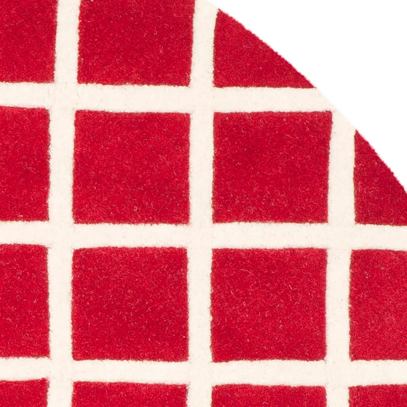 Grid Red-Ivory Rug 7' Round