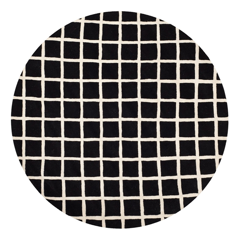 Grid Black-Ivory Rug 7' Round