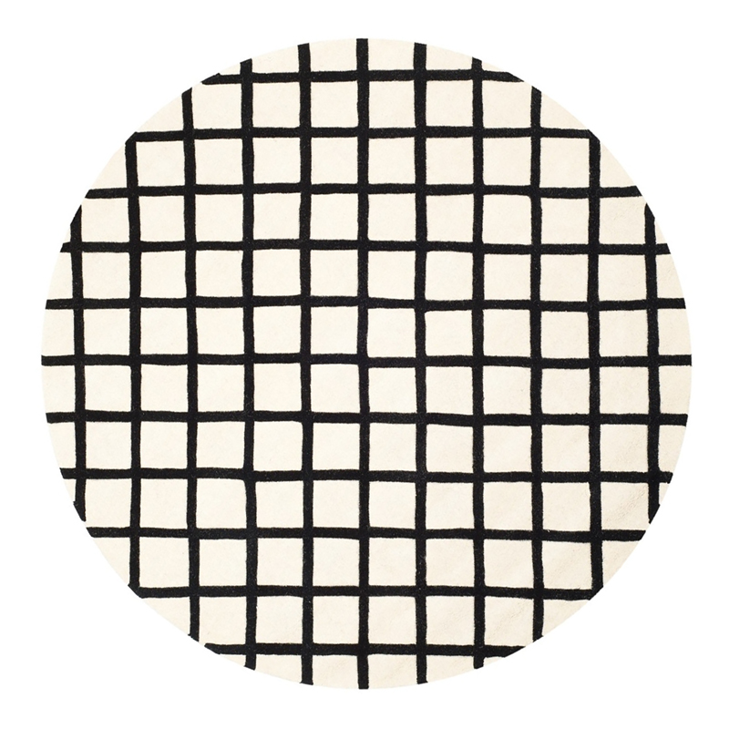 Grid Ivory-Black Rug 7' Round