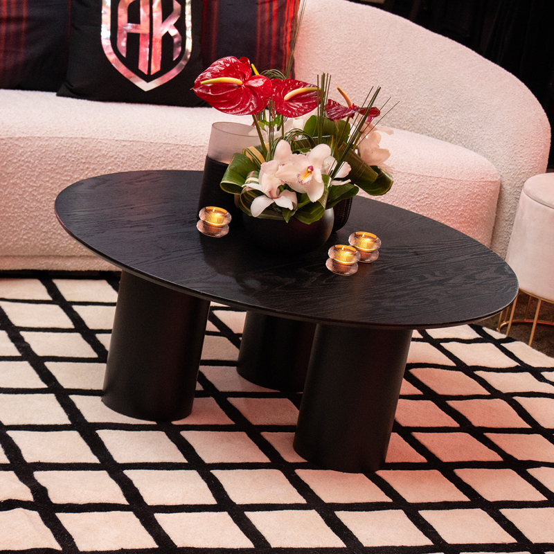Grid Ivory-Black Rug 7' Round