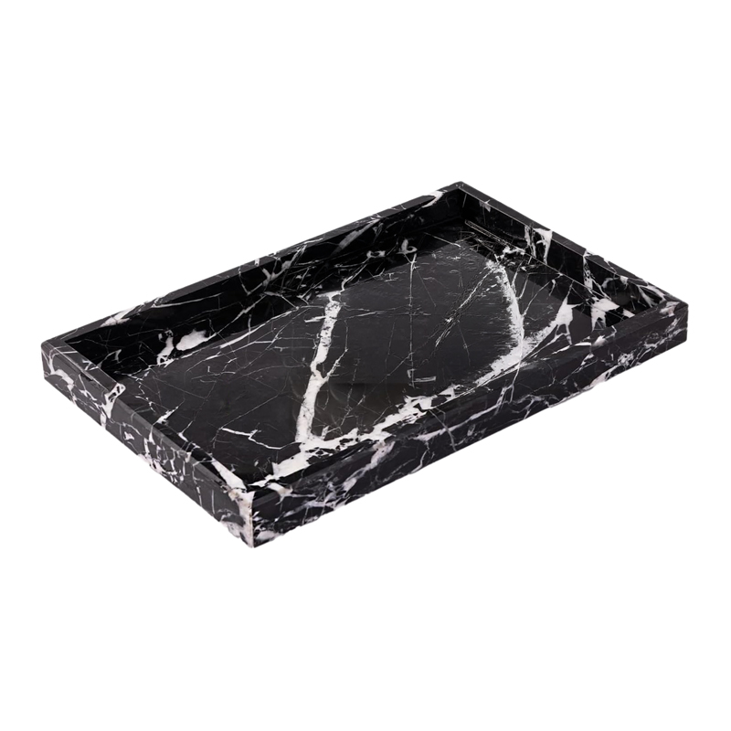 Black-White Marble Tray 12"