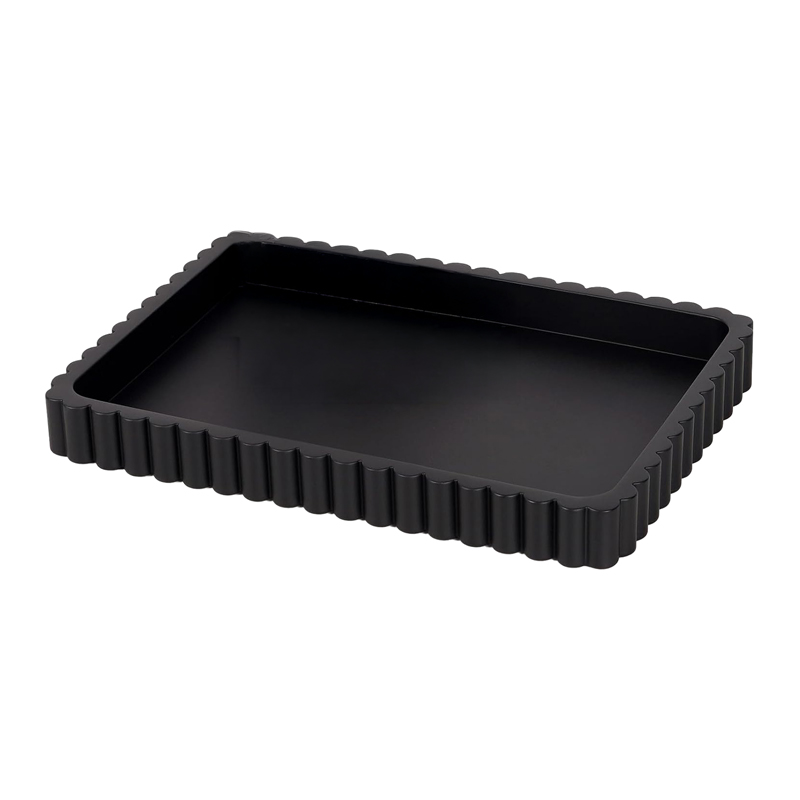 Scalloped Black Concrete Tray 14"