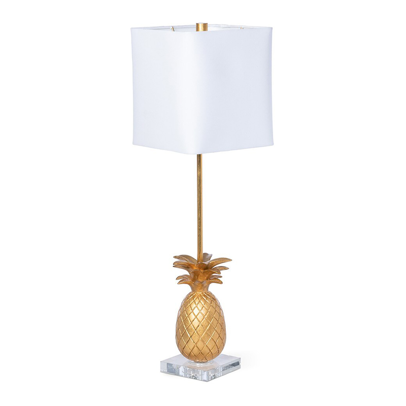 Pineapple Gold Lamp with Square Shade