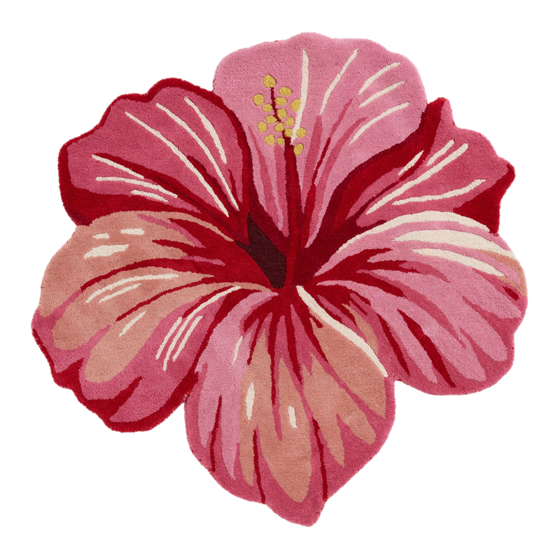 Hibiscus Flower Silhouette Rug