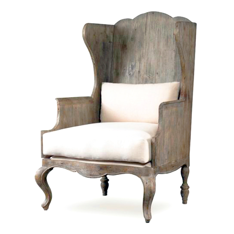 Wooden Wingback Lounge Armchair