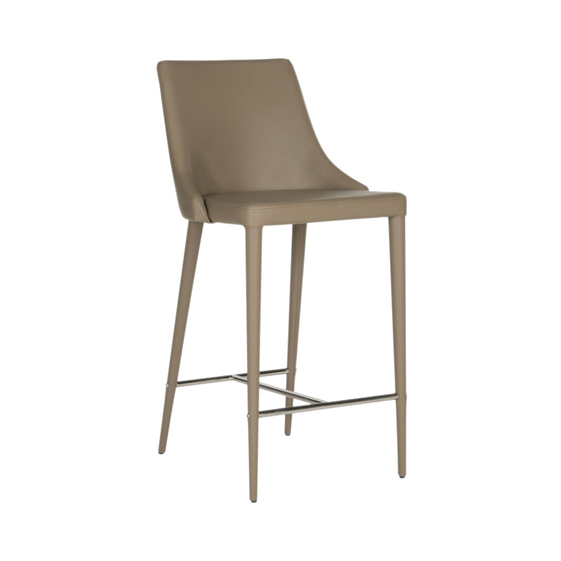 Leather Scoop Barstool Taupe