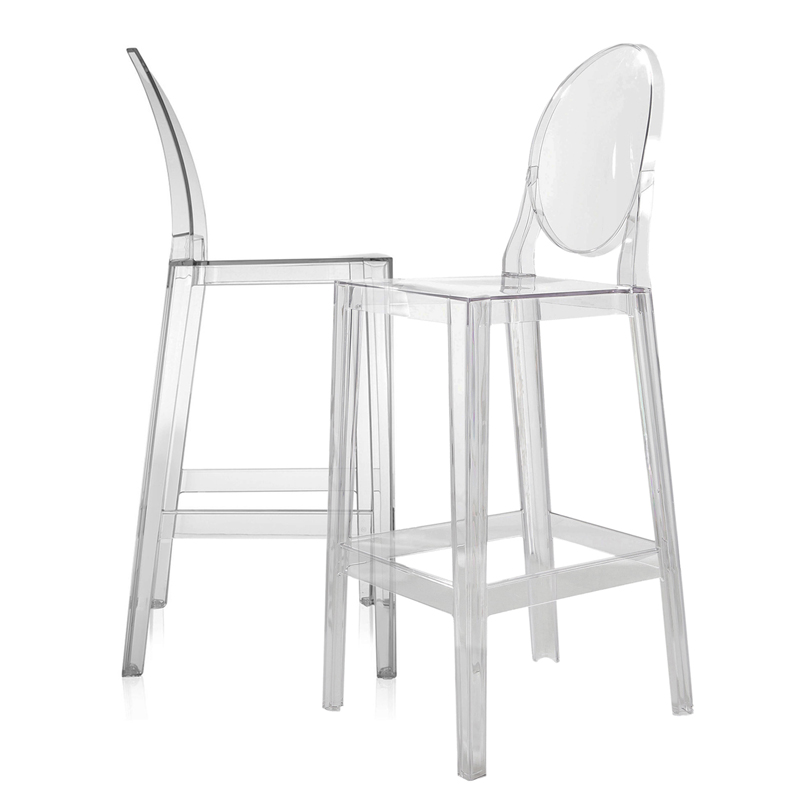 Ghost High Barstool with Medallion Back Clear