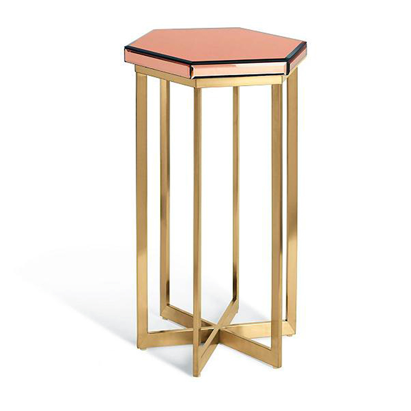 Rose Gold Hex Mirrored Lounge Side Table
