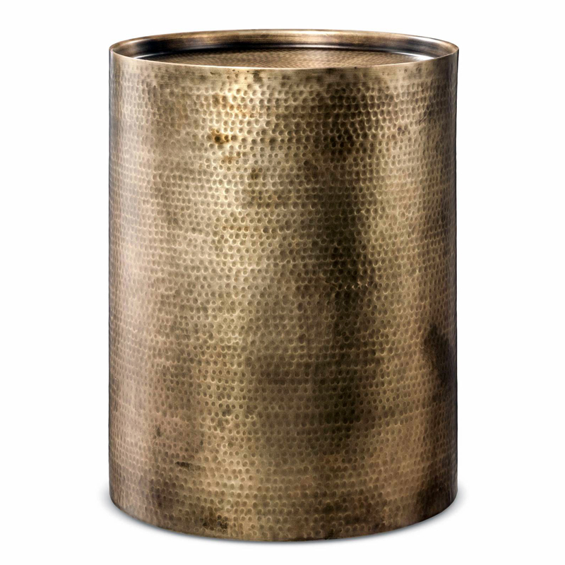 Hammered Brass Drum Lounge Side Table