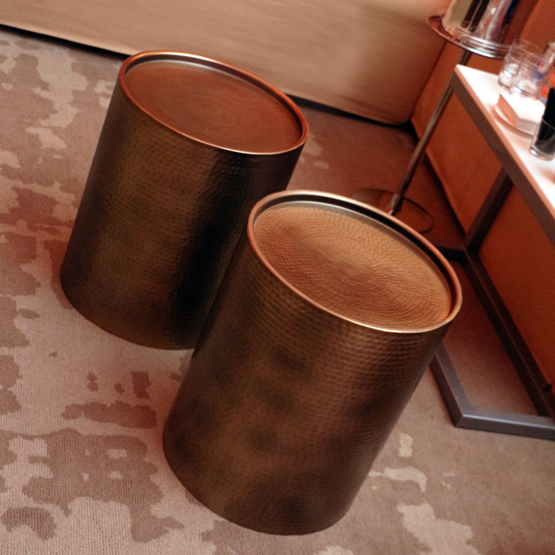 Hammered Brass Drum Lounge Side Table