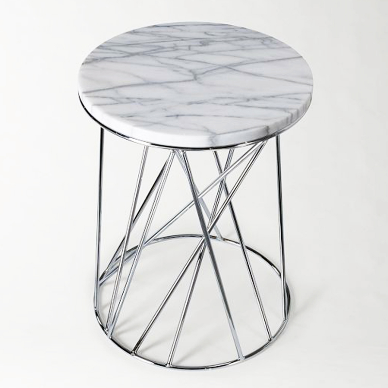 Random White Marble Lounge Side Table