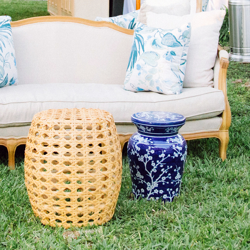 Chinoiserie White Over Blue Lounge Side Table
