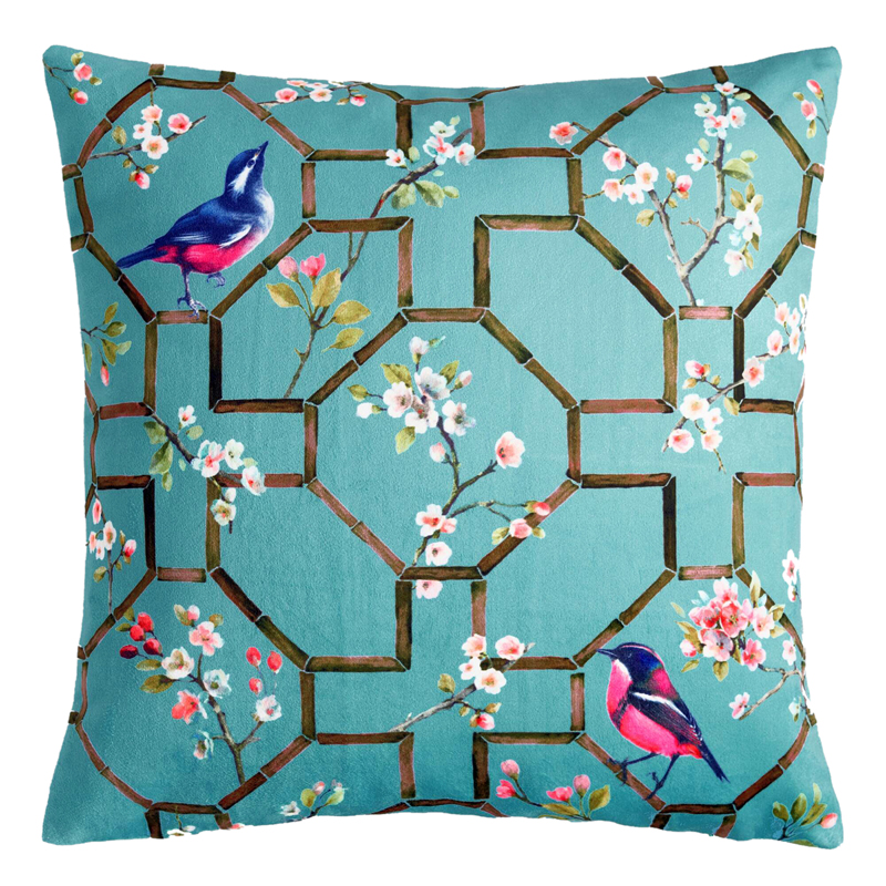 Blue Teal Chinoiserie Pillow 18 x 18