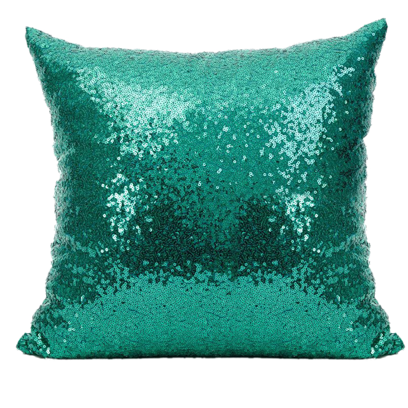 Blue Teal Sequin Pillow 18 x 18