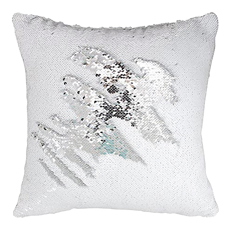 Silver-White Reversible Sequin Pillow 18 x 18