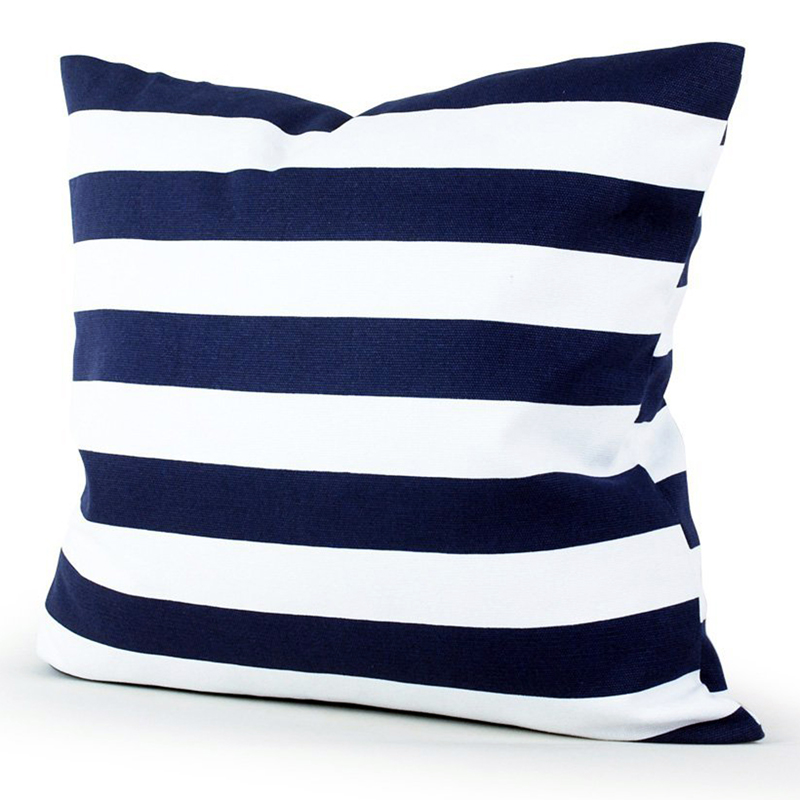 Blue Navy Cabana Stripe Pillow 18 x 18