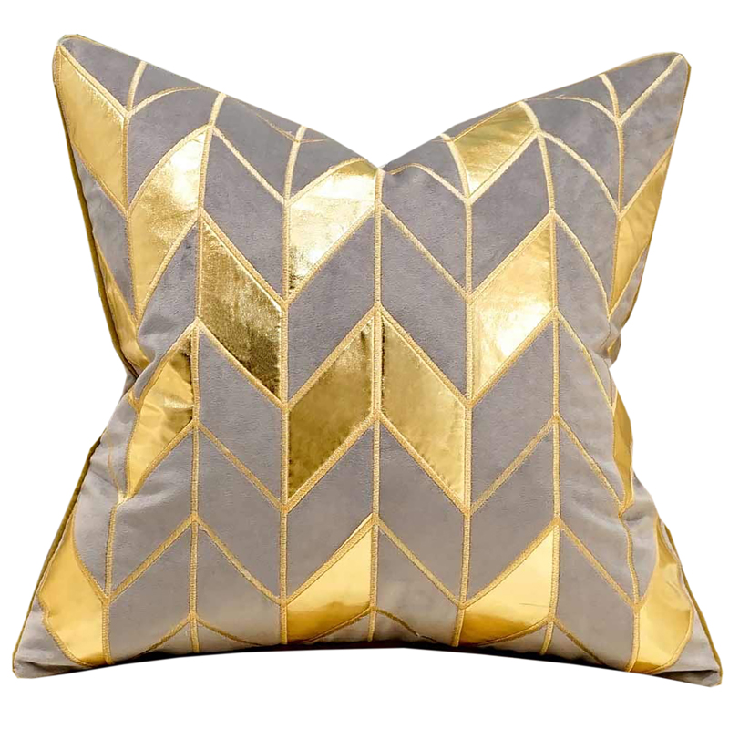 Gold Leather Chevron Pillow 18 x 18