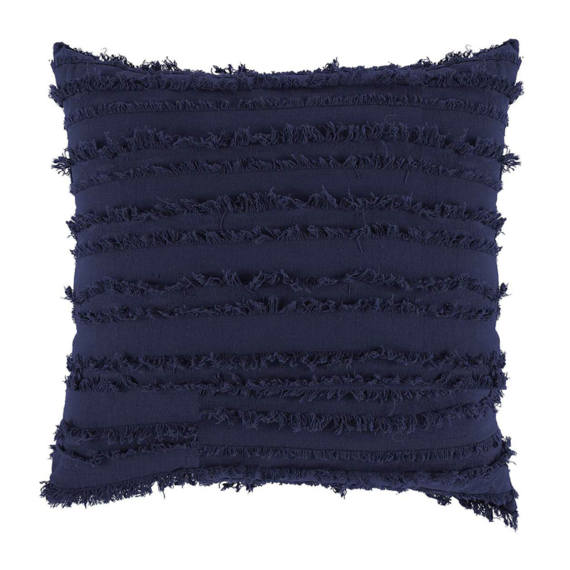 Blue Navy Boho Fringe Pillow 18 x 18