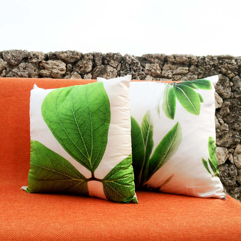 Green Leaf Photo Silk Pillow 18 x 18