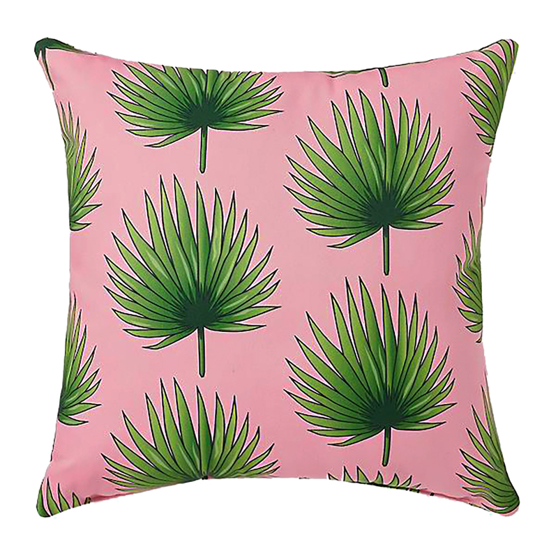 Pink Fan Palm Pillow 18 x 18