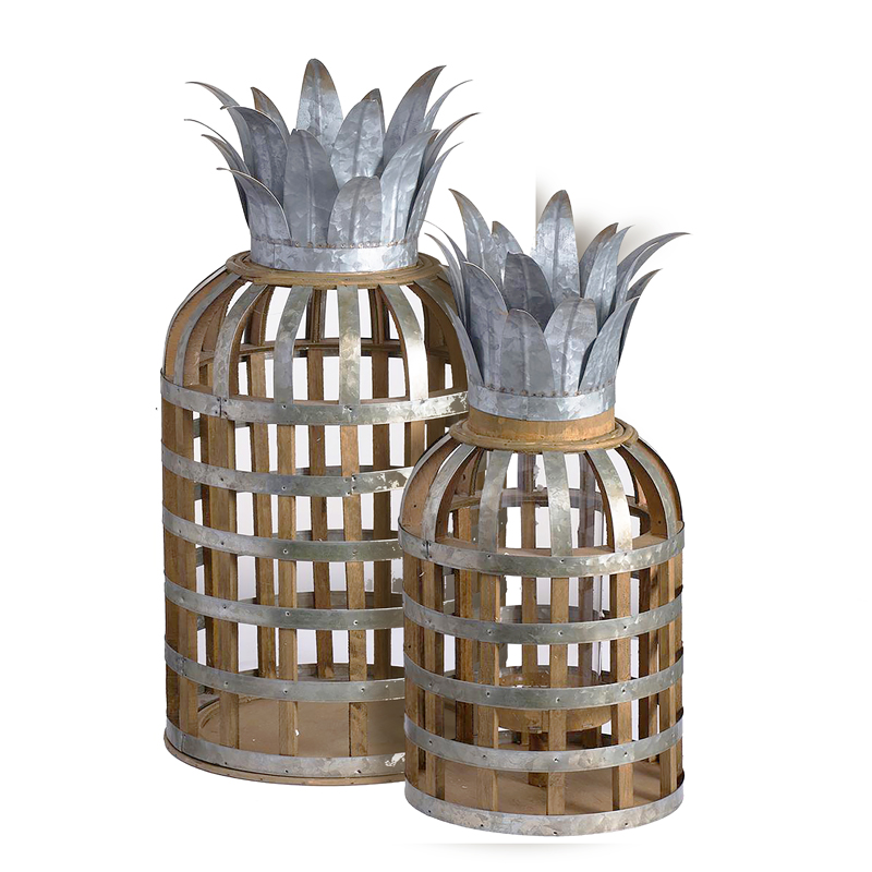 Wooden Pineapple Cage Lanterns, Medium and Large