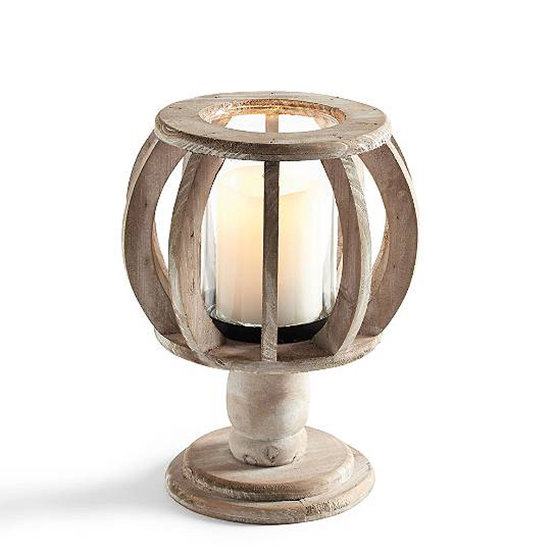 Wooden Pedestal Lantern Suite (set of 3)