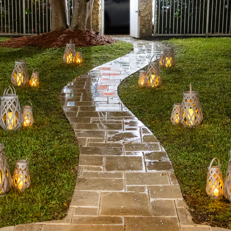 Rattan Basket Grey Lanterns, Medium and Large