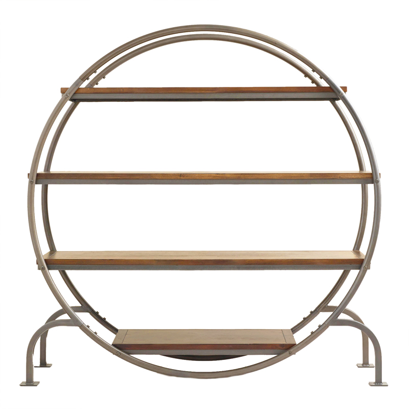 Round Wooden Wheel Barback Display Shelf