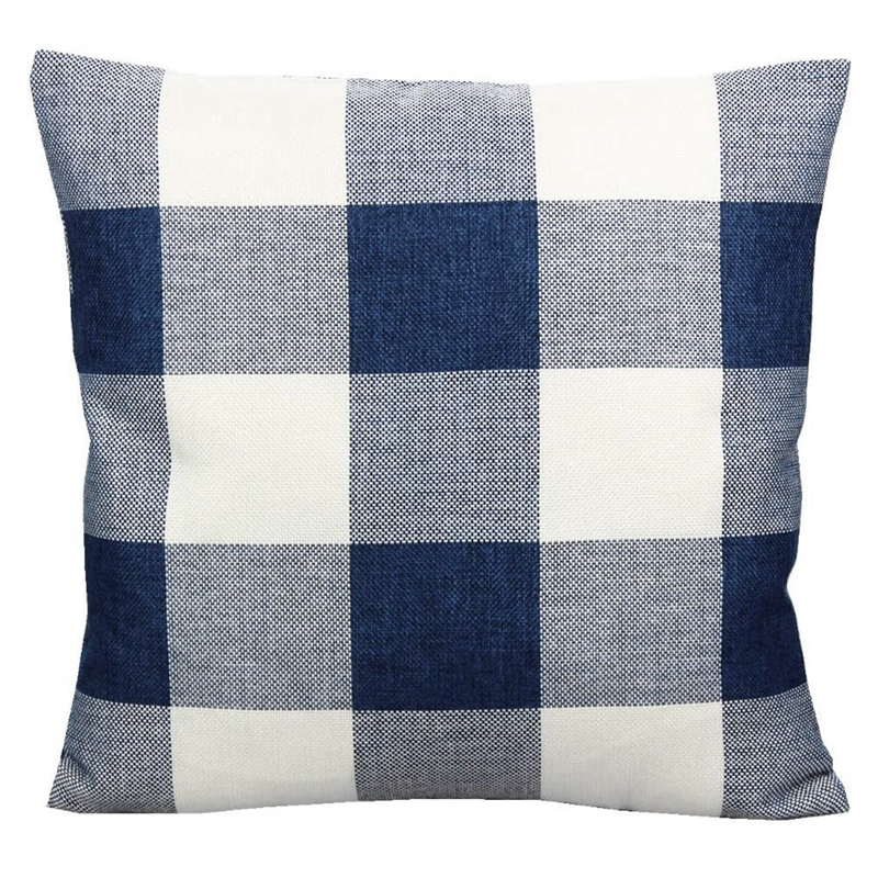 Blue Navy Plaid Pillow 18 x 18