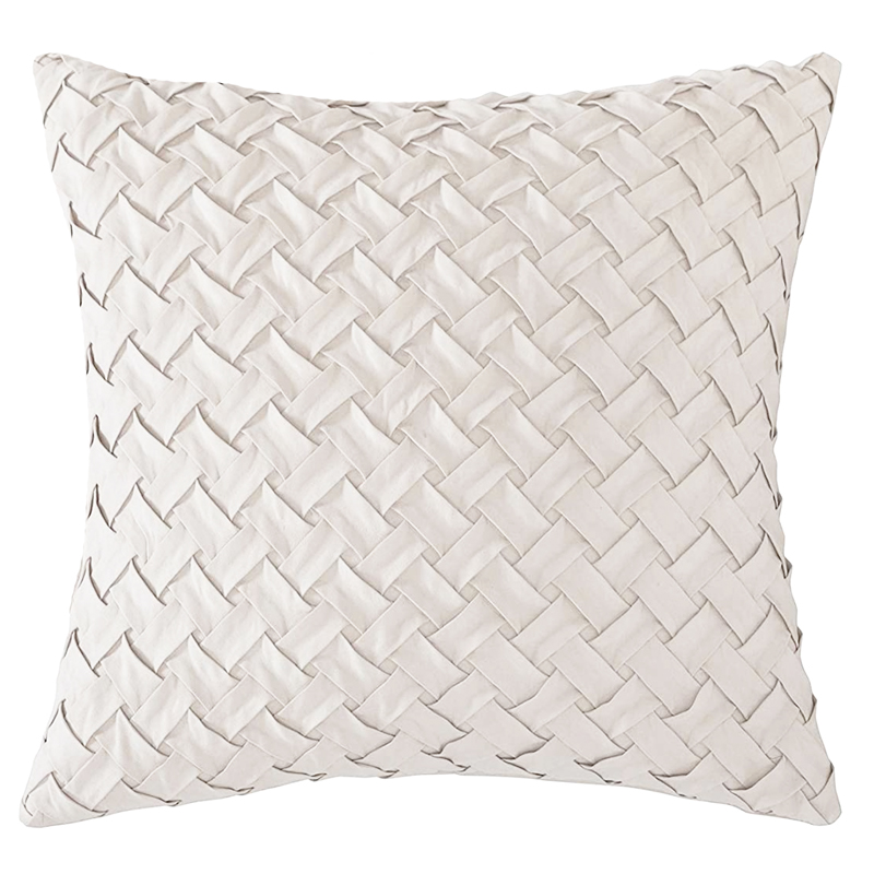 Ivory Basketweave Fold Pillow 18 x 18
