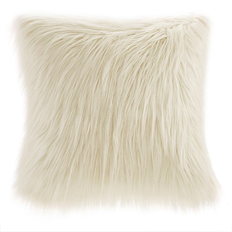 Ivory Beast Fur Pillow 18x18