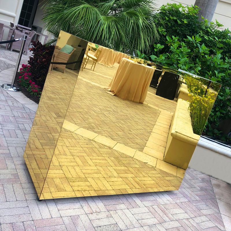 Gold Acrylic Mirror Decorative DJ/Check-In Booth
