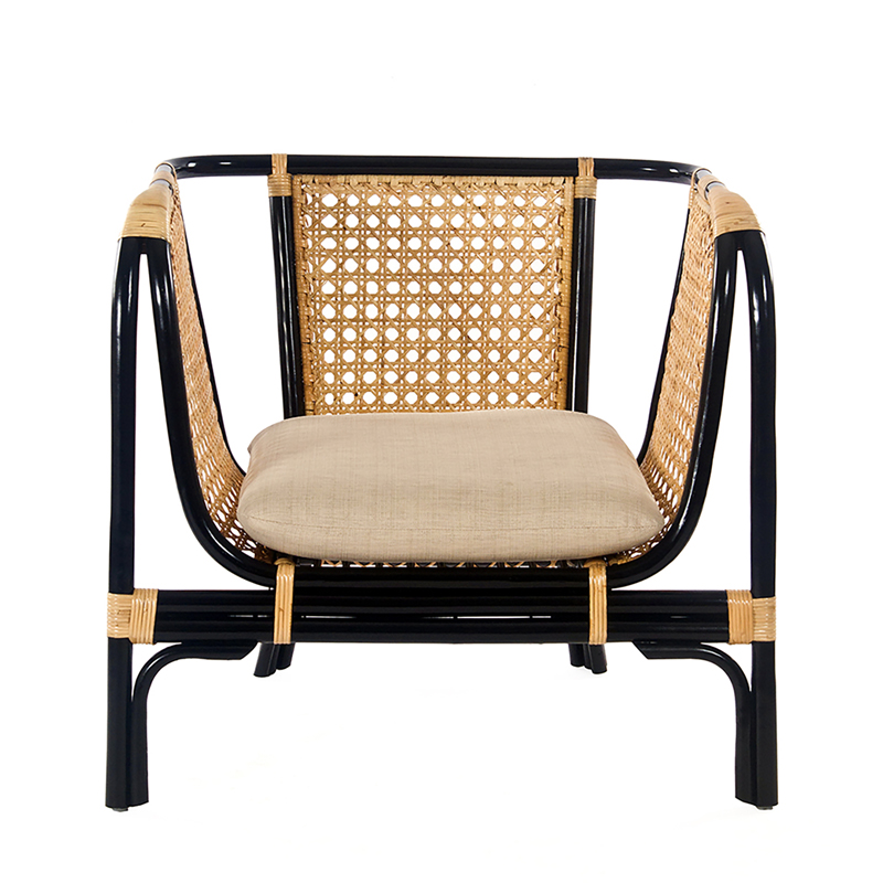 Colonial Tied Rattan Chair Black-Natural