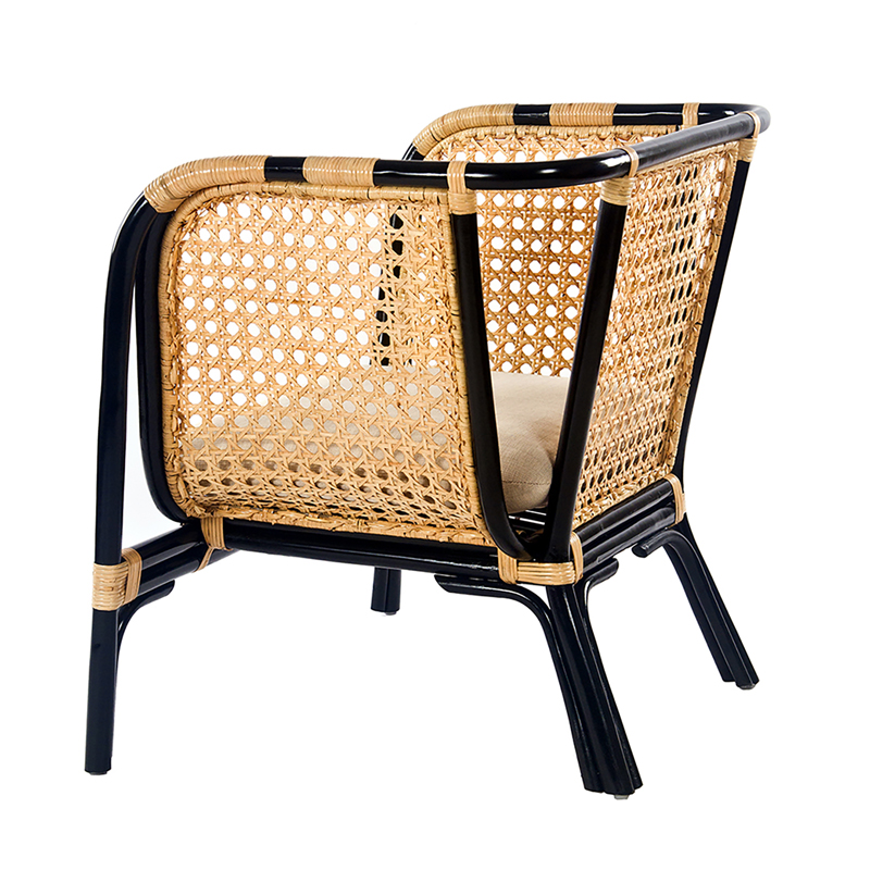 Colonial Tied Rattan Chair Black-Natural