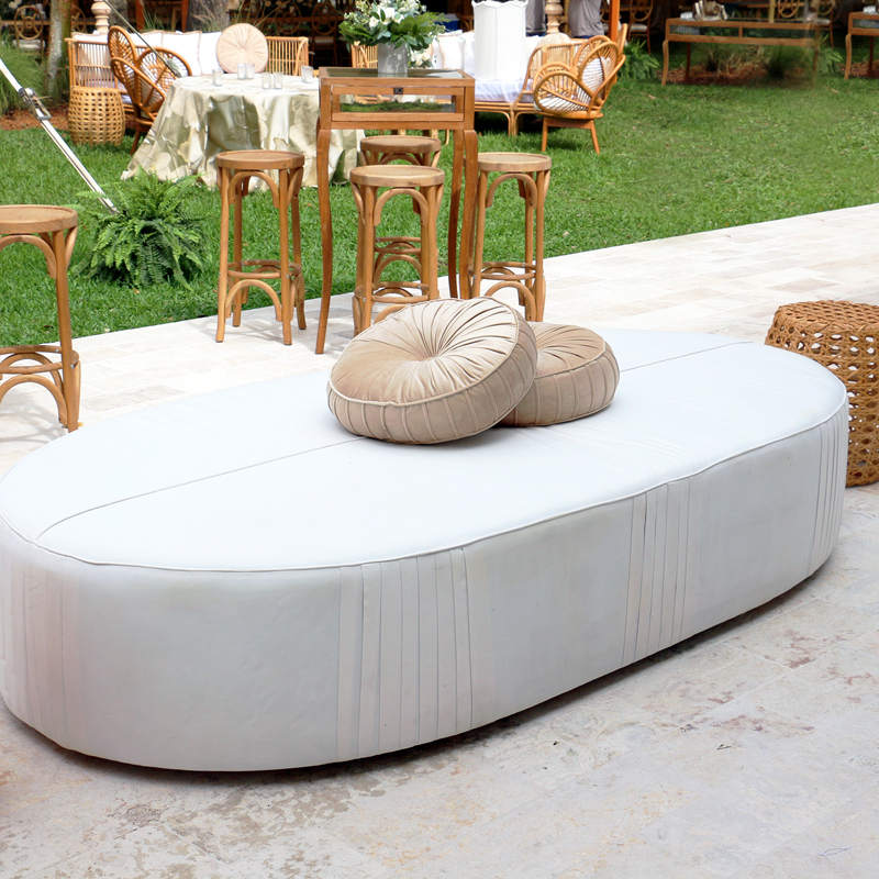 Racetrack Oval Ottoman in Off-White