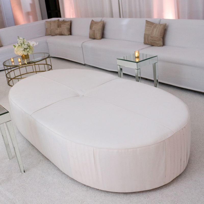 Racetrack Oval Ottoman Bench in Off-White