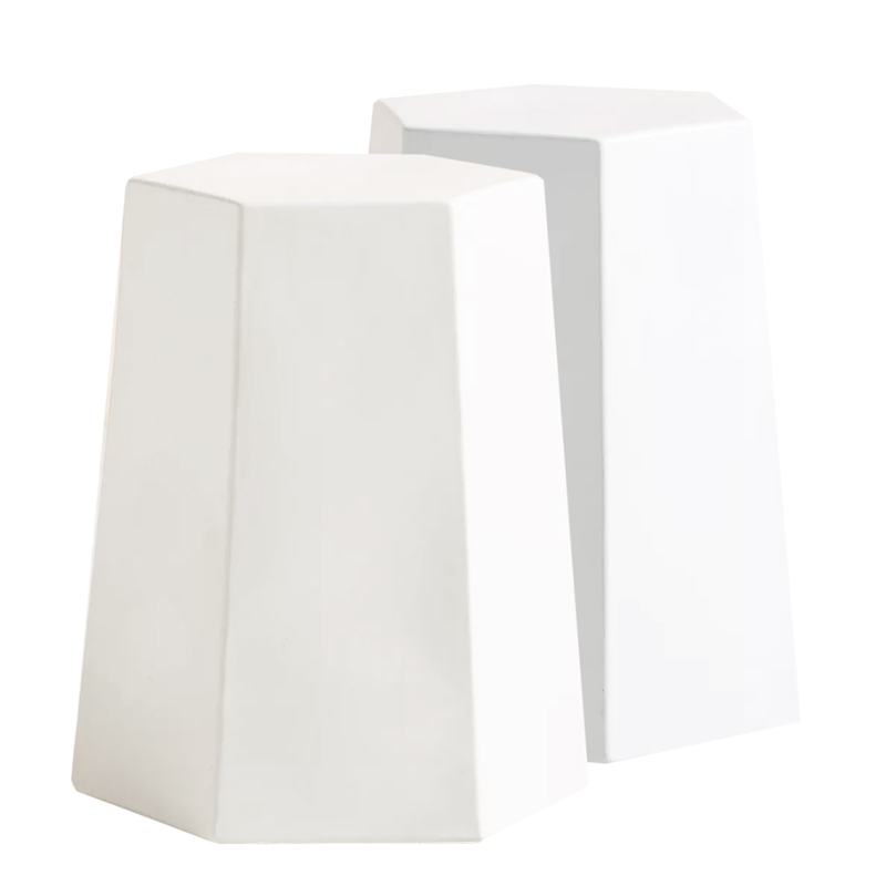 White Hexagon Porcelain Lounge Side Table