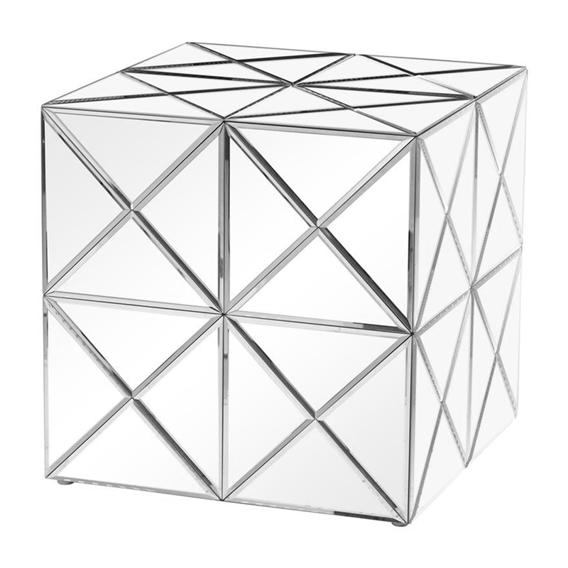 Perspective Mirrored Cube Lounge Side Table