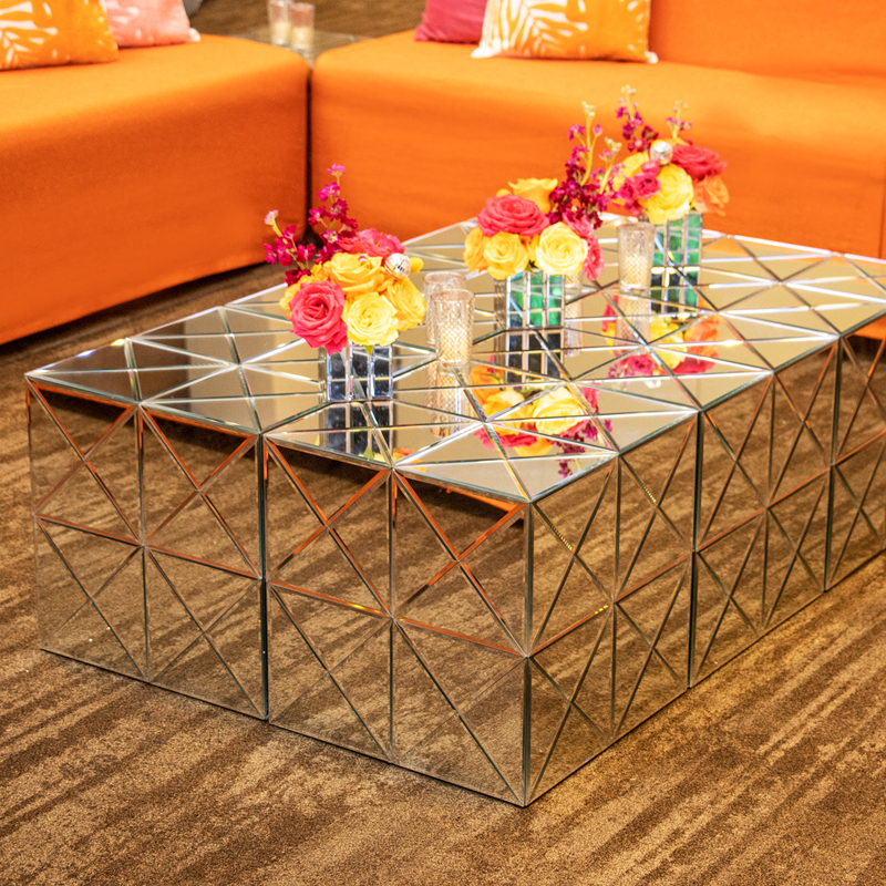 Perspective Mirrored Cube Lounge Side Table