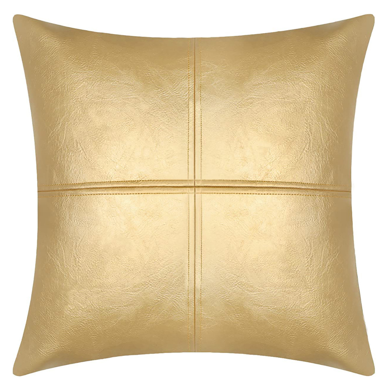 Gold Leather Crosshair Quilted 18 x 18