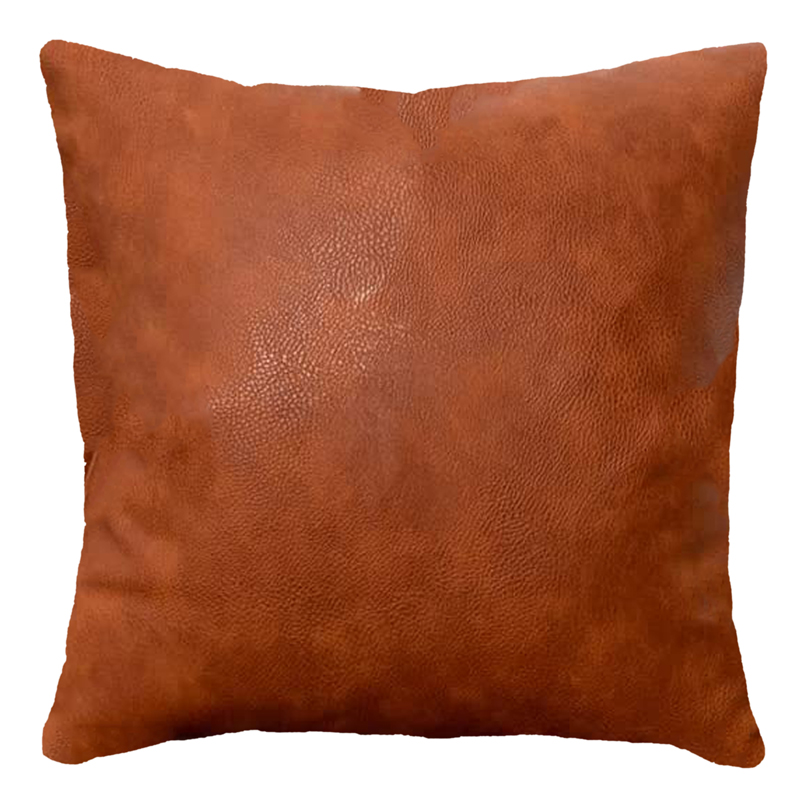 Brown Vegan Leather Pillow 18 x 18