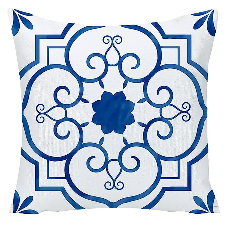 Blue Azulejo Fountain Pillow 18 x 18