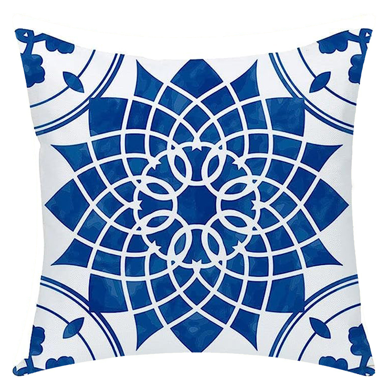 Blue Azulejo Rosette Pillow 18 x 18