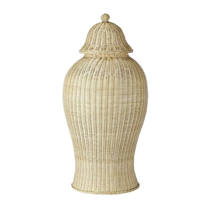 Woven Rattan Ginger Jar with Lid