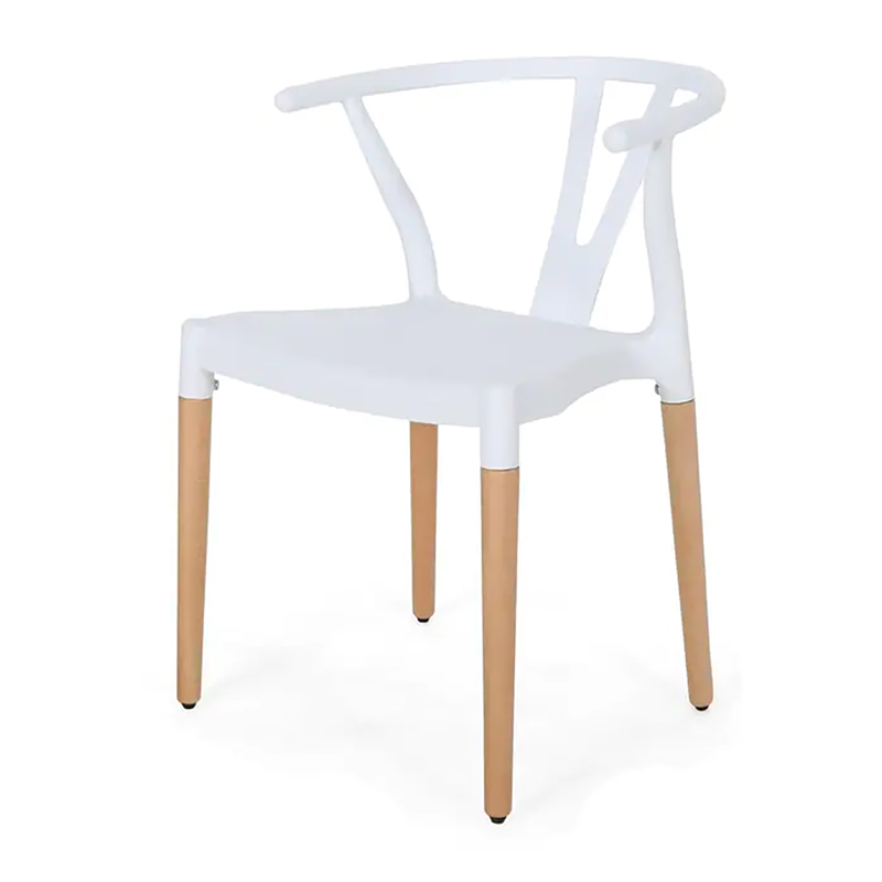 Iced Wishbone Dining Chair White and White Oak