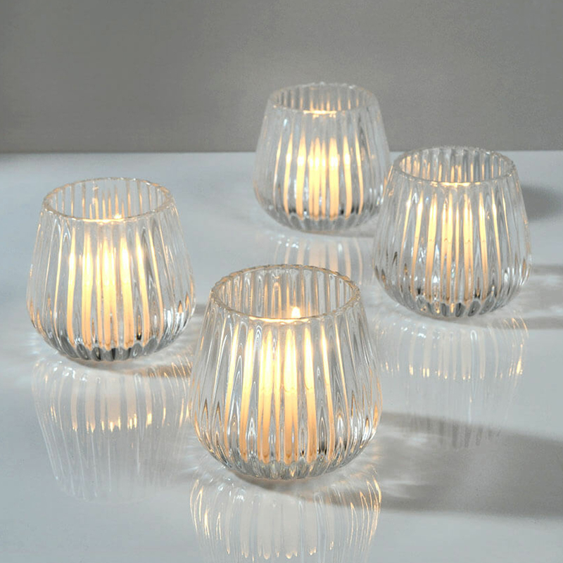 Ribbed Belly Clear Glass Votive