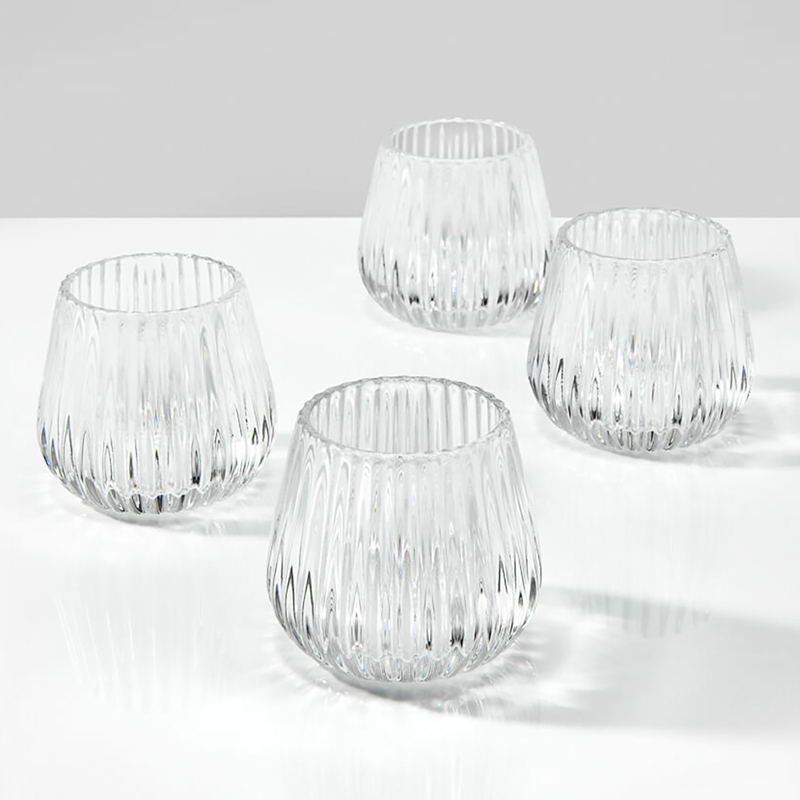 Ribbed Belly Clear Glass Votive