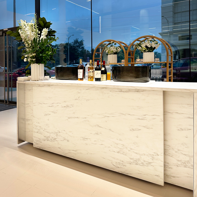 Gattaca White Marble Decorative Barfront 8'